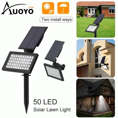 Auoyo Solar Light Outdoor Garden Lights 50 LED Spotlights Lawn Lamp Balcony Light IP65 Waterproof Security Torch Light Automatic On/Off for Garden Yard Path