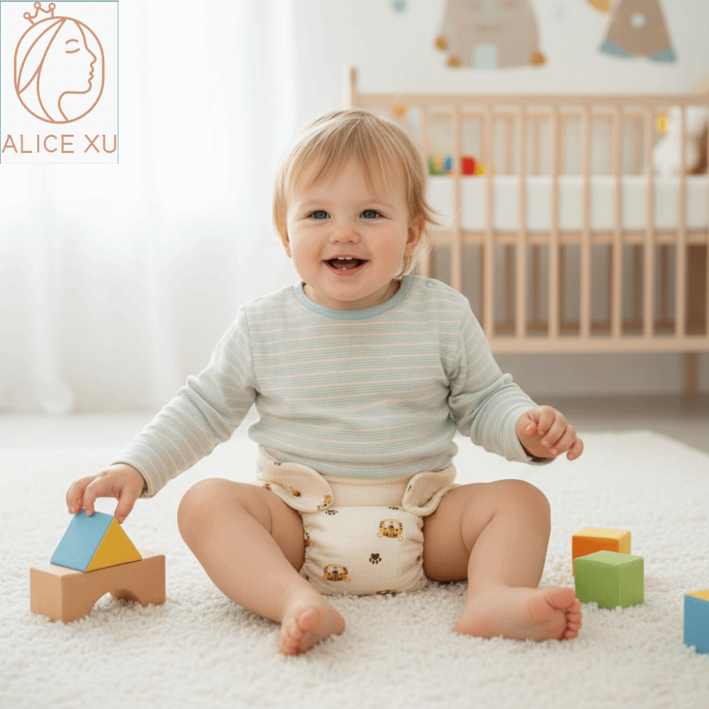 ALICE XU Chống thấm nước Quần tập cho bé Thân thiện với môi trường Bông nguyên chất Tã vải cho bé Dễ thương Thiết kế hoạt hình Quần short cho trẻ sơ sinh Trẻ sơ sinh