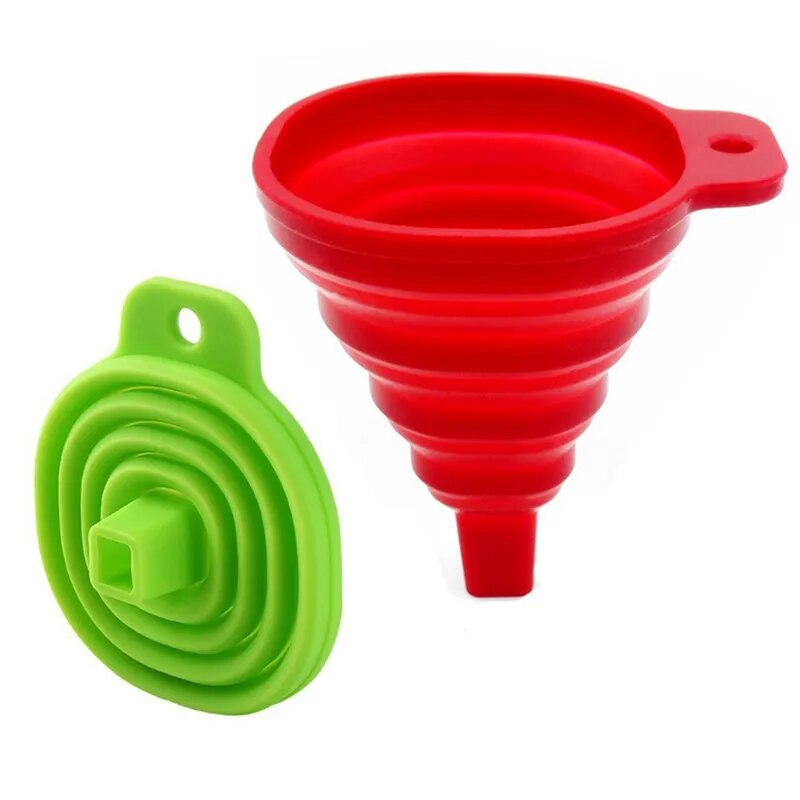 Độc quyền Phễu ráp Bộ 2, Phễu gập cho truyền chất lỏng 100% dùng cho thực phẩm Silicone (màu đỏ và màu xanh lá cây)