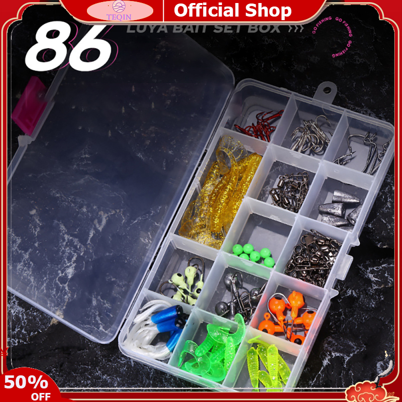 TEQIN toy new Fishing Accessories Luminous Beads Swivel Ring Fishing Tackle With Transparent Box Adjustable Compartment Design Fishing Tools ราคา 167 บาท*ส่งฟรี