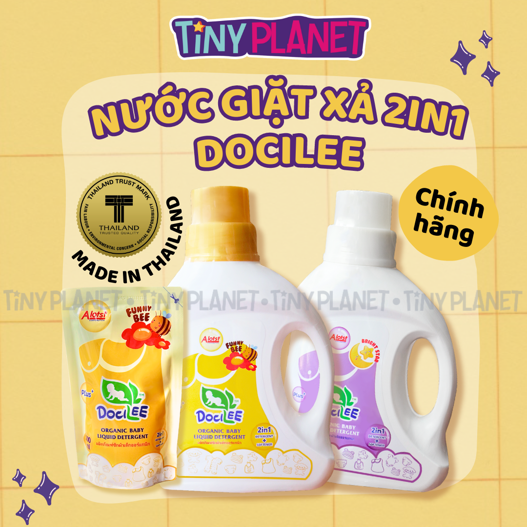 GIÁ DÙNG THỬ Docilee Organic Nước giặt xả quần áo cho bé sơ sinh 2 trong 1 Đại Thịnh nhập khẩu chính hãng Thái Lan