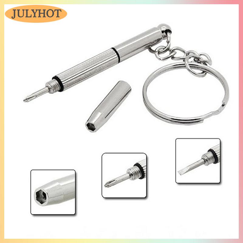 JULYHOT 2 x Sửa chữa Keychain tuốc nơ vít Công cụ Đầu phẳng tuốc nơ vít đa chức năng Keychain
