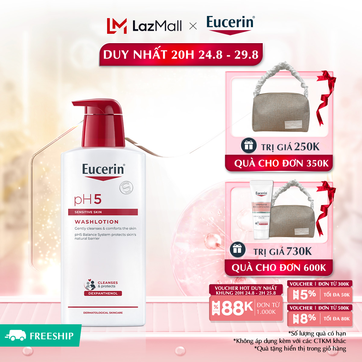 Sữa tắm & rửa mặt cho da nhạy cảm eucerin ph5 sensitive skin washlotion 400ml