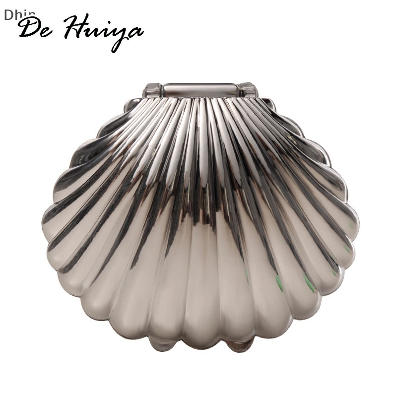 DEHUIYA [Dhin] ซิลเวอร์โกลด์เชลล์โปรดปรานกล่องขนมกล่องของขวัญแต่งงานบิสกิตคุกกี้กล่องบรรจุภัณฑ์เครื่องประดับออแกไนเซอร์จัดเก็บพรรคซัพพลาย COD ราคา 9 บาท*ส่งฟรี