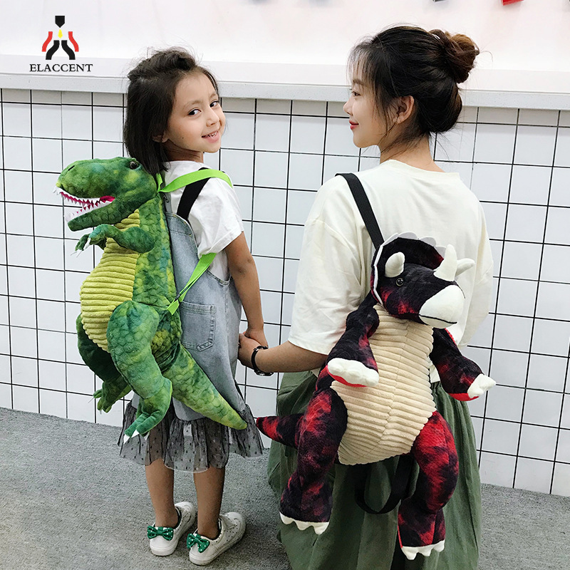  ELACCENT  cặp học sinh balo cho bé Ba Lô Túi khủng long to phong cách hoạt hình mới cho trẻ em Túi đồ chơi thú bông ngộ nghĩnh dành cho phụ huynh-trẻ em Tyrannosaurus Triceratops ba lô học sinh 
