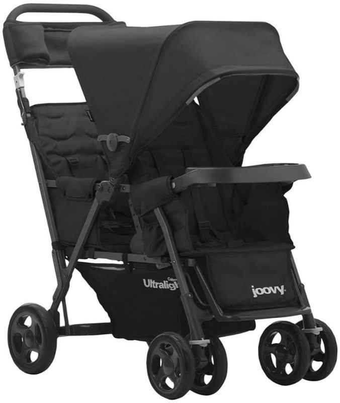 JOOVY Caboose Too Ultralight Graphite Stand-On Tandem Two 2 Twin Double Child Children Kids Seat Seater Stroller, Black Singapore