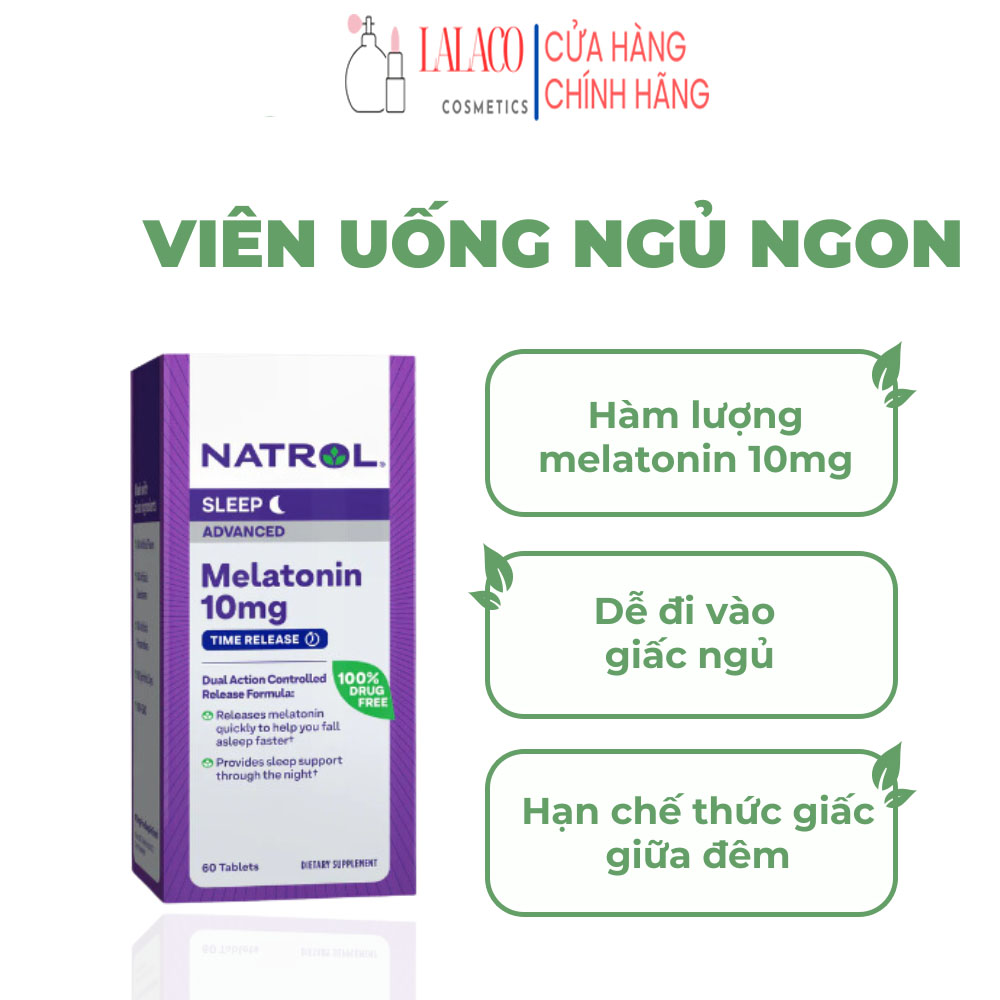 Viên Uống Hỗ Trợ Giấc Ngủ Natrol Melatonin Advanced Sleep 10mg 60 Viên Lọ