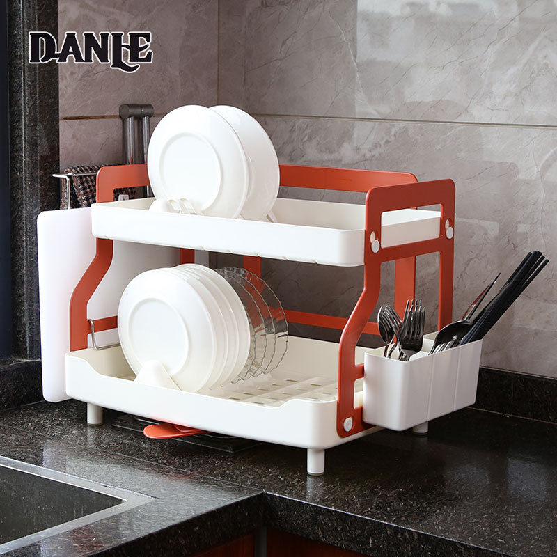Home kitchen drain bowl rack large double-layer dishware rack tableware storage box multi-layer flip-top plastic cupboard ราคา 1,318 บาท*ส่งฟรี
