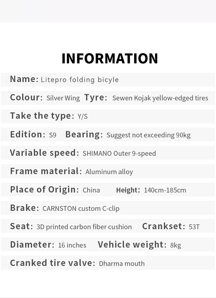 Litepro จักรยานพับ 16 นิ้ว 9 สปีด S9 อะลูมิเนียมอัลลอย จักรยานพับสามพับสไตล์ย้อนยุคสำหรับผู้ใหญ่ พกพาสะดวก