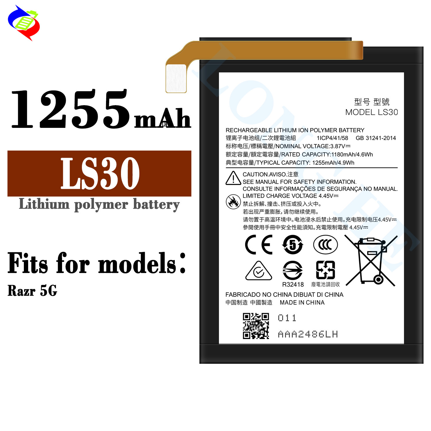 Motorola Razr5G/Razr2/Razr 2020 LS40/LS30 1255Mah Original Mobile Phone Built in battery