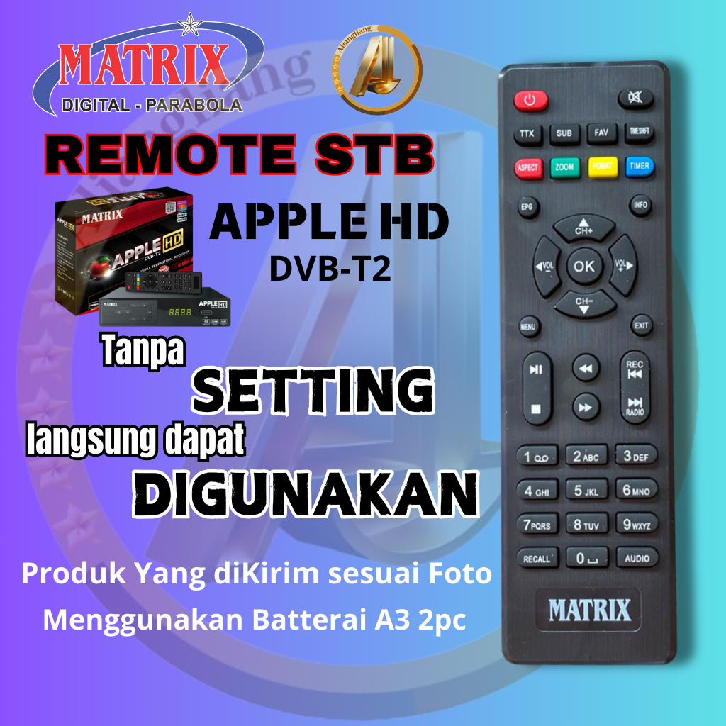Remote Remot STB Set Top Box MATRIX Apple Merah DVB T2 Harga 10,750 rupiah*Gratis Ongkir