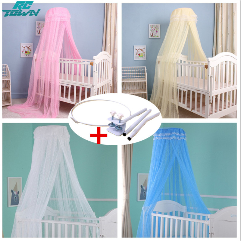 Baby Summer Crib Mosquito Net for Infants Portable Cot Folding Canopy Netting Protector with Bracket ราคา 636 บาท*ส่งฟรี