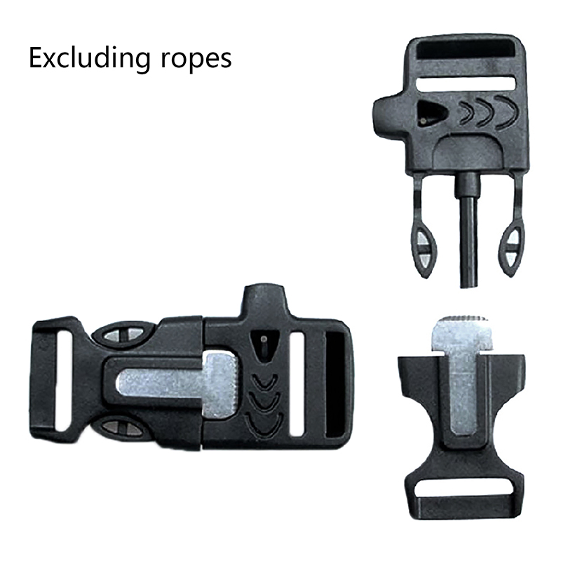 Illuminatede 20mm lửa khởi động còi khóa màu đen đa mục đích công cụ Paracord Vòng đeo tay khẩn cấp tồn tại ngoài trời với la bàn