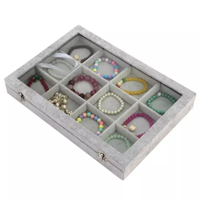 [Starzdeals] 12 Square Slots, Velvet Jewelry Watch Storage Box / Jewelry Box / Jewelry Storage Box / Jewellery Boxes / Bracelets / Necklaces / Pendants / Jewelry Velvet Box
