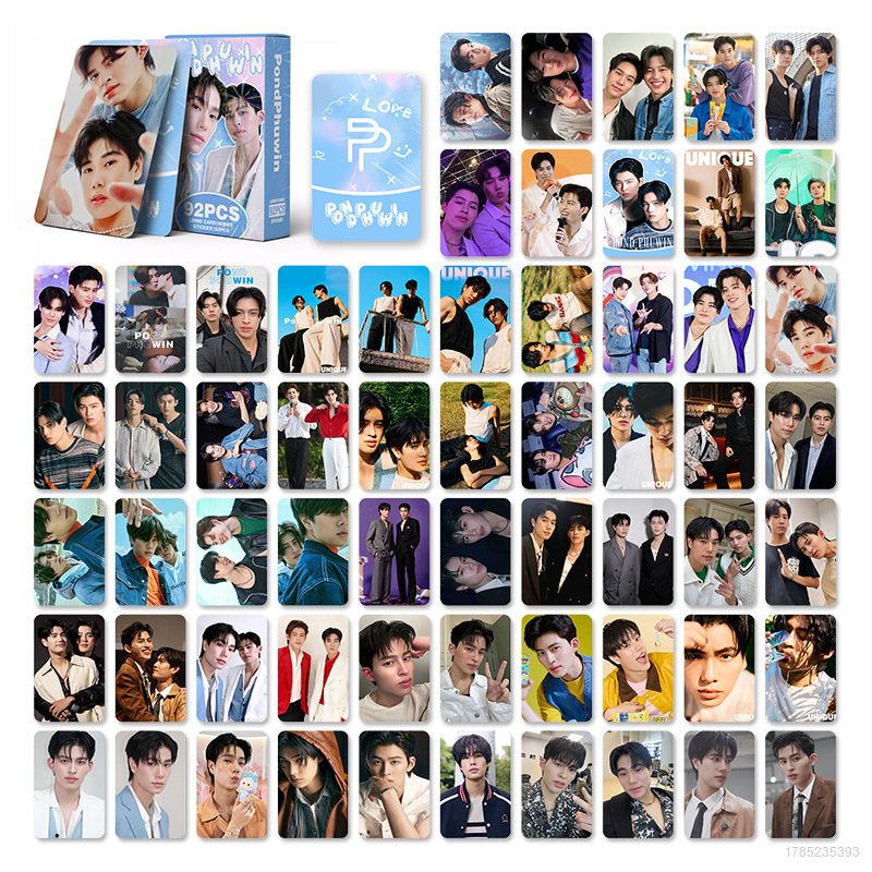 t23 สติ๊กเกอร์ PHUWIN POND 92 ชิ้น/เซ็ต การ์ดรูปถ่ายสองด้าน การ์ด LOMO โปสการ์ด การ์ดชนิดบรรจุกล่อง zl
