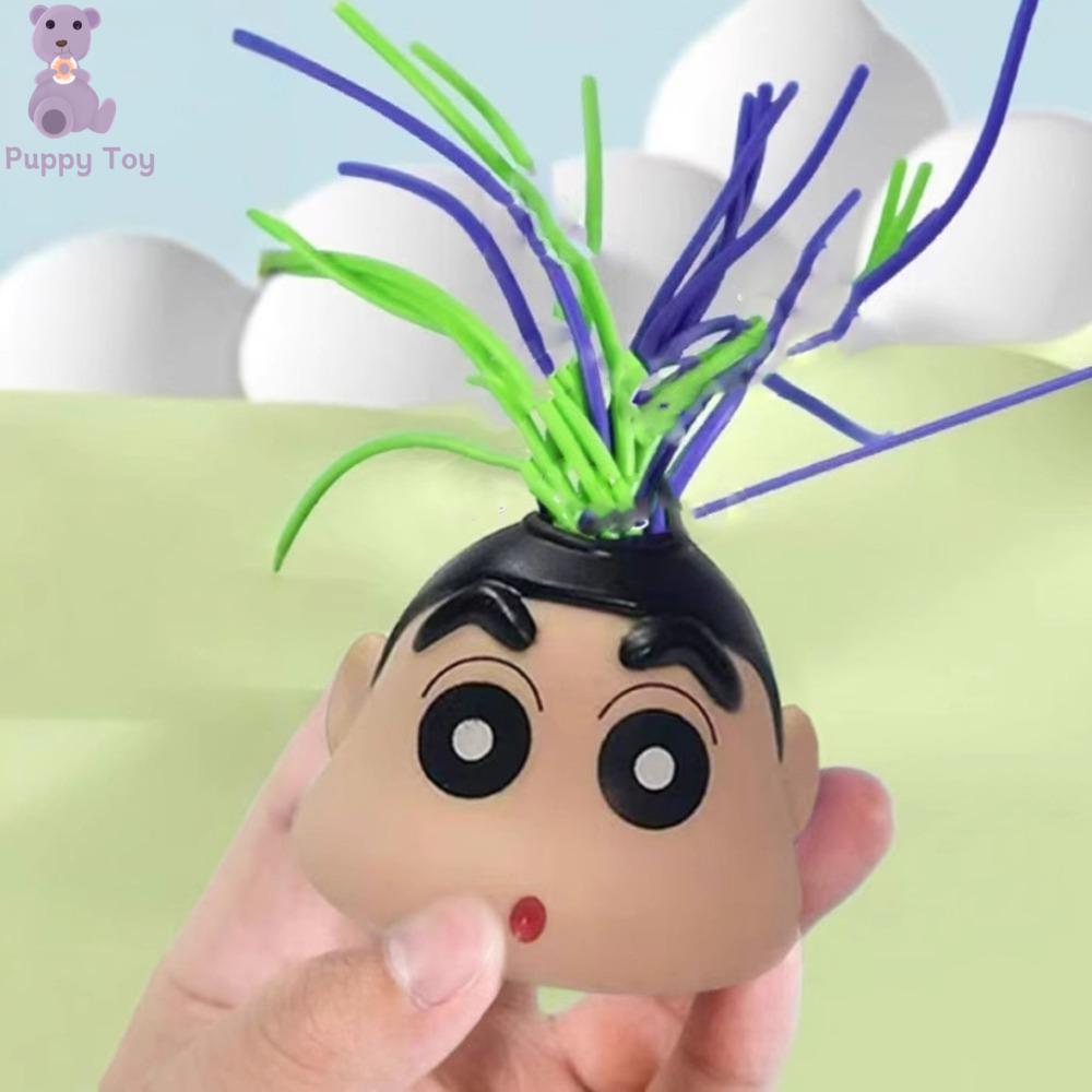 TESDFD Bút Chì Màu Shin chan Đồ chơi bóp kéo tóc La hét Có đèn Đồ chơi Đàn hồi Chậm kéo tóc Sáng Tạo Đàn hồi Bóng bóp độc đáo Trẻ em người lớn