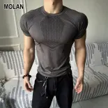 MOLAN Áo phông nén tập thể hình nhanh khô độ co giãn cao dành cho nam, áo tập luyện tay ngắn thể thao