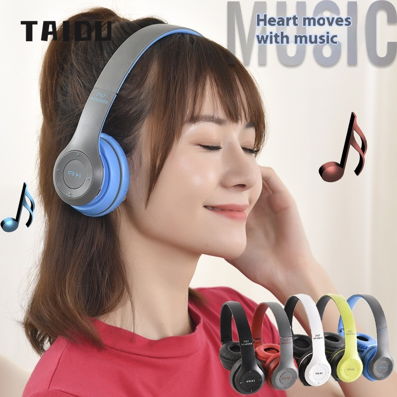 TAIDU P47 Headset Bluetooth Headset Stereo Wireless Gaming Headset Foldable ราคา 165 บาท*ส่งฟรี