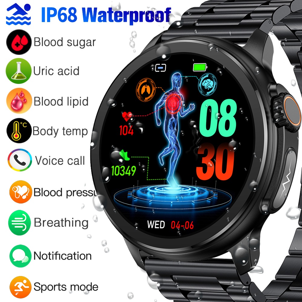 ET481 Smart Watch For Men Women Blood Lipid Uric Acid Blood Glucose Body Temperature Monitoring Bracelet Bluetooth Call Waterproof Sport Fitness Tracker ราคา 1,325 บาท*ส่งฟรี