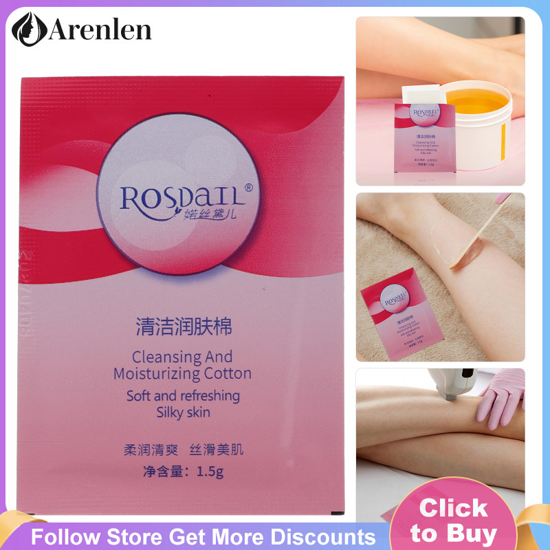 Arenlen 20 Pcs Clear Wax Moisturizing Wipes Post Strips for Hair Removal Face Eye Brow Waxing Kit Women Oil
