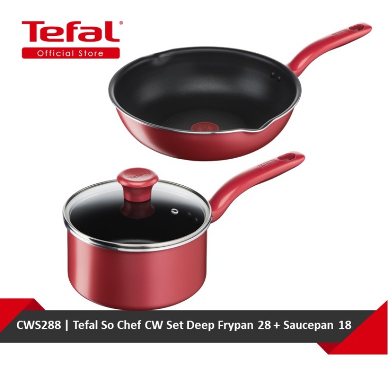 Tefal So Chef CW Set Deep Frypan 28 + Saucepan 18 (G13586 + G13523) CWS288 Singapore