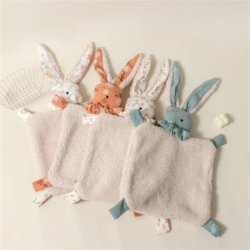 【Hot demand】 Baby Cotton Muslin Lambskin Rabbit Comfort Blanket Soft Newborn Sleeping Toy Kid Sleep Soothe Appease Towel Bibs Towels