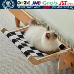 Tempat Tidur Kucing Gantung Bahan Kayu Kanvas Meja Kasur Tidur Anjing Kucing