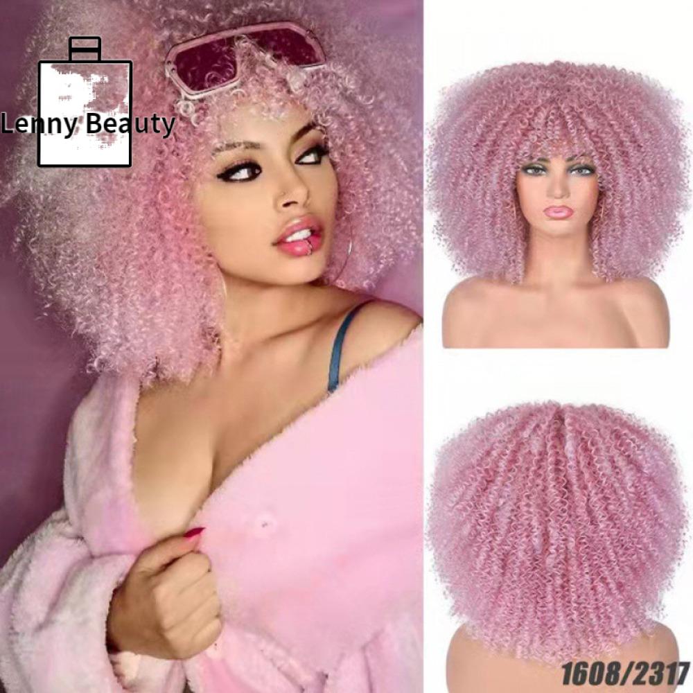 LENNY Tự làm Xám Mềm Gradient Sợi chịu nhiệt Ombre Cô Gái Đen Nâu Tóc Giả dreadlock Tóc giả xoăn afro Tóc Giả Xoắn Tóc Giả Ngắn Giả Châu Phi