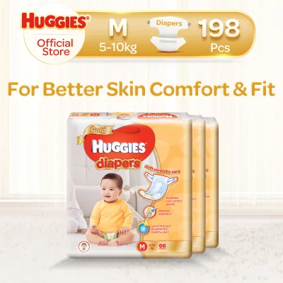 [Made in Singapore] Huggies Gold Tape Diapers M (5-10kg) 66 x 3 packs 198 Pcs- CASE
