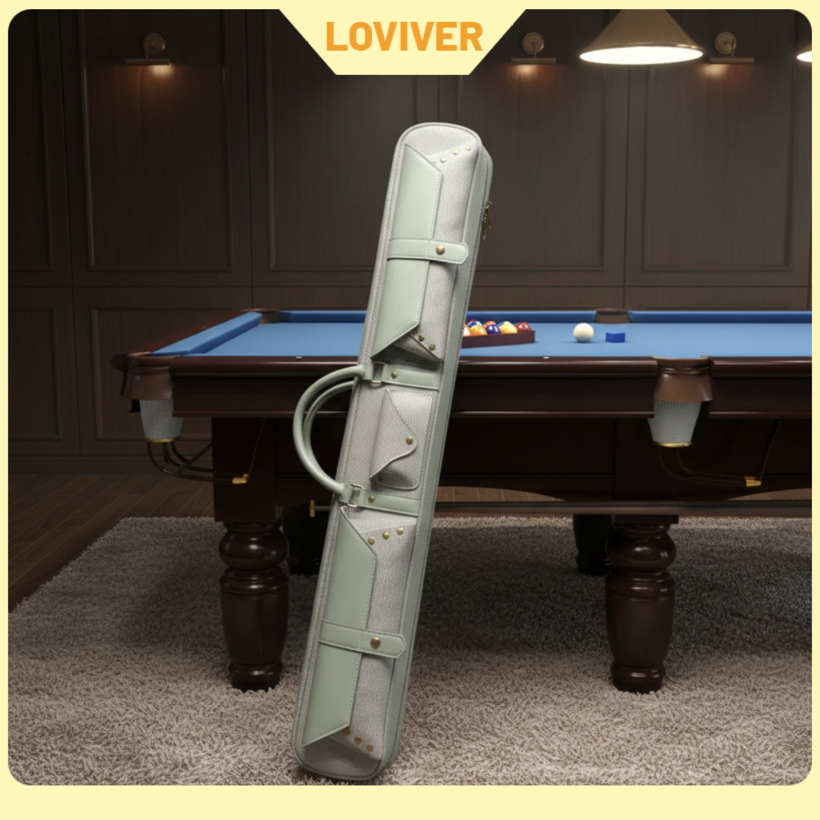 อุปกรณ์กีฬาและกิจกรรมกลางแจ้ง Loviver พรีเมี่ยมหนังเทียม 6 Cue Pool Case ทำความสะอาดง่ายไม้คิวบิลเลียดกรณีกันกระแทกอุปกรณ์กีฬากระเป๋าอุปกรณ์เสริมสำหรับห้องบิลเลียด,การเดินทาง