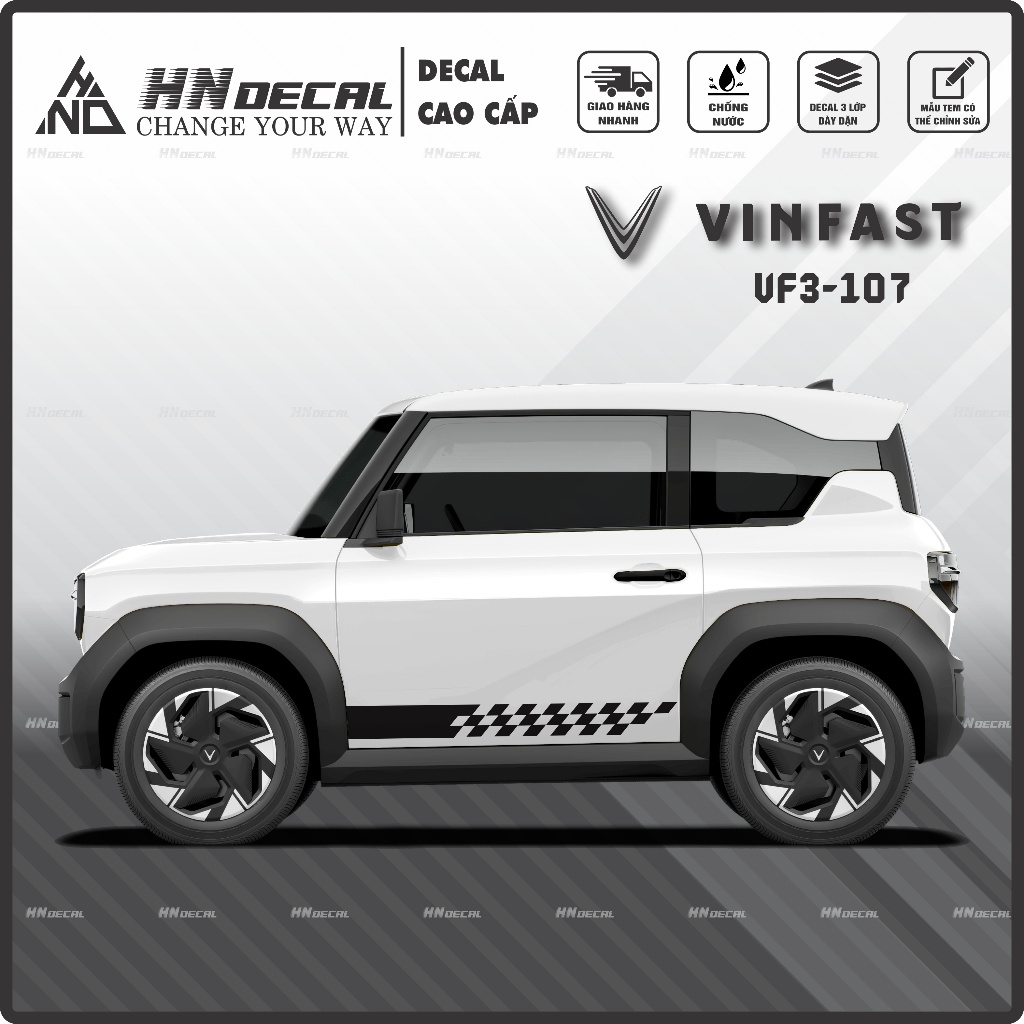 Decal dán VF3 - Tem dán VF3 Cao cấp mẫu tem thể thao mới ƞhất nhiều màu sắc ( MẪU VF3 - 107 ) Giá 350,000 Đồng*Miễn phí vận chuyển