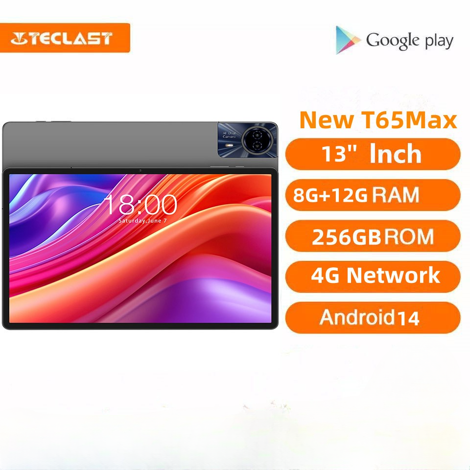 [New Launch] 2024 13-inch Tablet - TECLAST T65 Max Android 14 Tablet, equipped with Helio G99 8-core CPU, 20GB RAM + 256GB storage, 1920*1200 FHD IPS display, Widevine L1 certification, TÜV certification, 4G LTE, Android 14 Tablet SIM-free, 10000mAh batte ราคา 13,803 บาท*ส่งฟรี