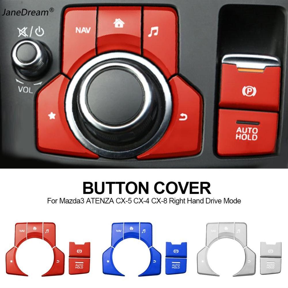 JaneDream 2Pcs/7Pcs Aluminum Electronic Parking Brake Automatic Parking Button Cover For Mazda3 ATENZA CX-5 CX-4 CX-8 Right Hand Drive Mode ราคา 149 บาท*ส่งฟรี