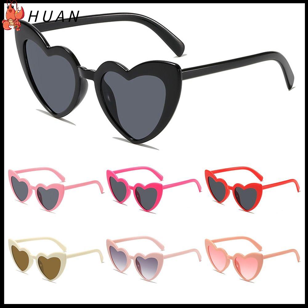 HUAN Chống tia UV Kính râm hình trái tim Hợp thời trang Cổ điển  ảnh đường phố Dễ thương Thời trang Kính mắt cho bữa tiệc, bóng và đạo cụ  ảnh Dành cho Nữ