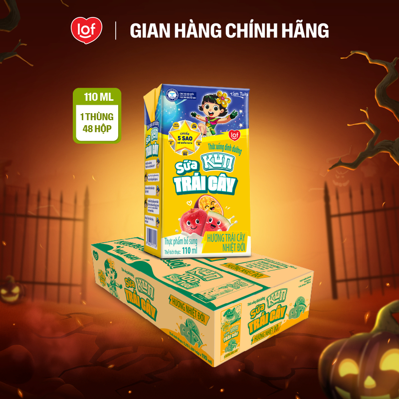 Sữa trái cây KUN vị trái cây nhiệt đới thùng 48 hộp x 110ml