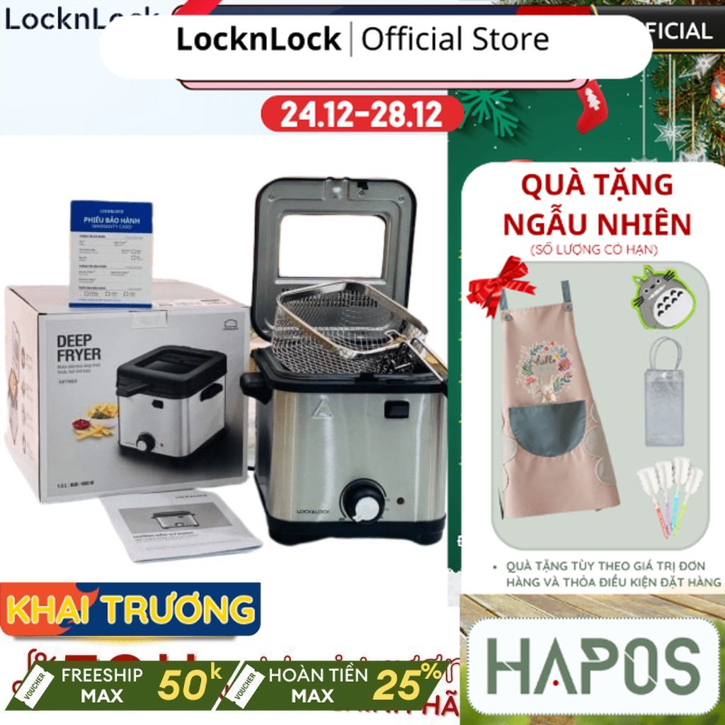 Nồi chiên ngập dầu LocknLock Deep Fryer 1.5L 900W - Màu bạc - EJF716SLV - HAPOS OFFICIAL