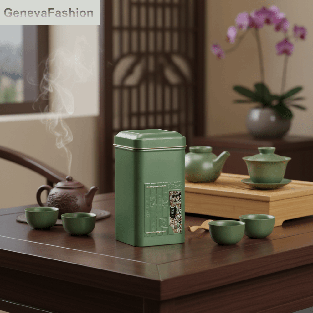 GENEVA Hình vuông Lon đóng gói trà Phong cách retro mini Hũ trà kín Bền bỉ Kim loại Lon rỗng Bếp