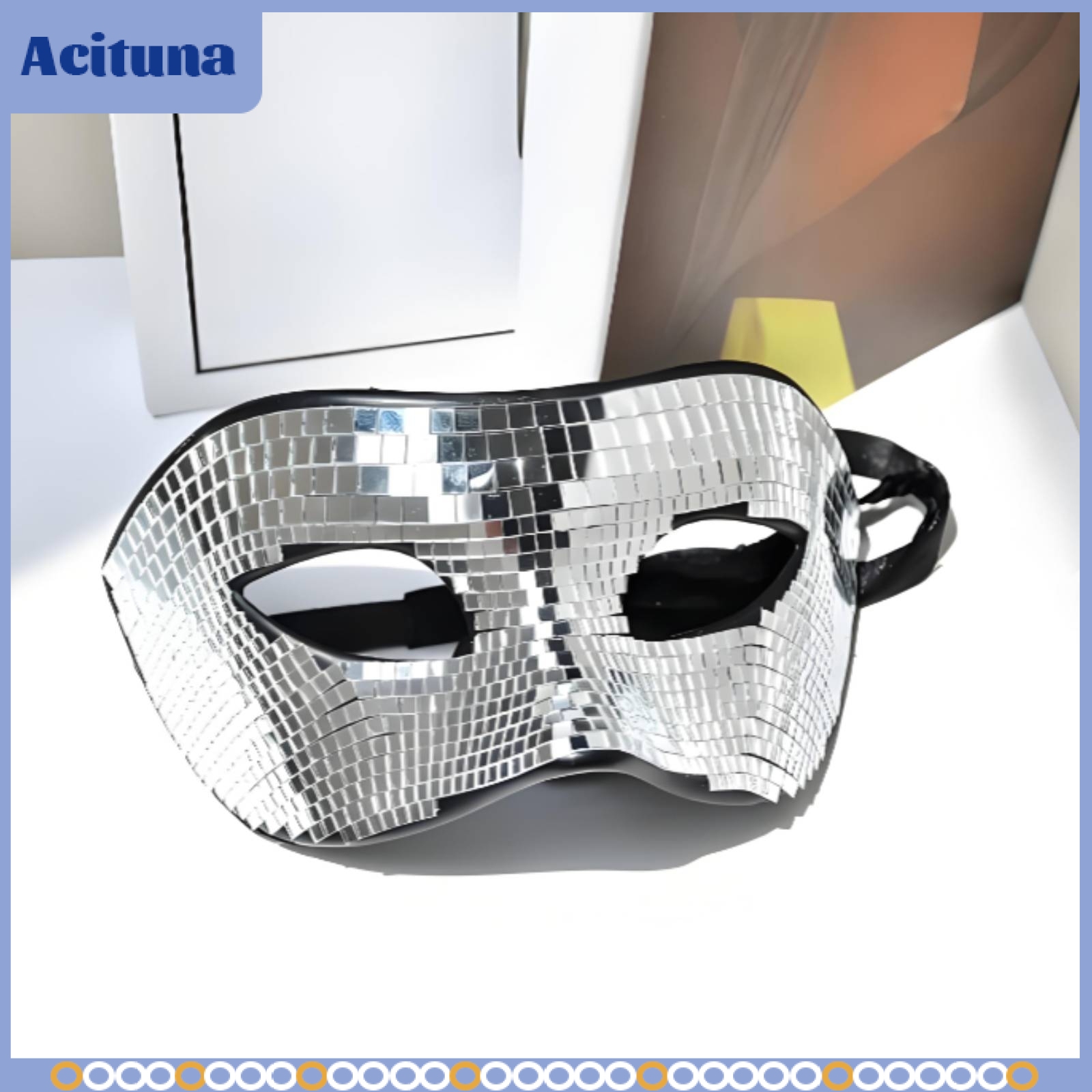 Acituna Cutout Eye Openings Mirror Mosaic Mask Reflective Face Covering Contoured Costume Accessory Lightweight ราคา 4,717 บาท*ส่งฟรี
