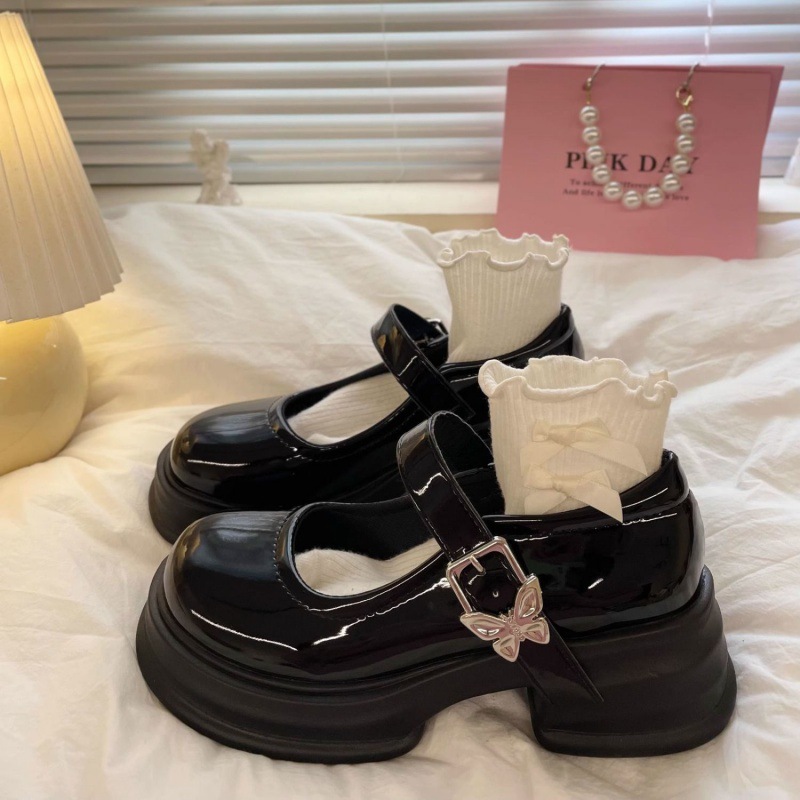 BETSY STORE Giày lười ngọt ngào phong cách JK retro nhiều màu cỡ nhỏ giày da đế dày có khóa giày cao gót nữ Nhật Bản cao cấp Giày Mary Jane thoáng khí