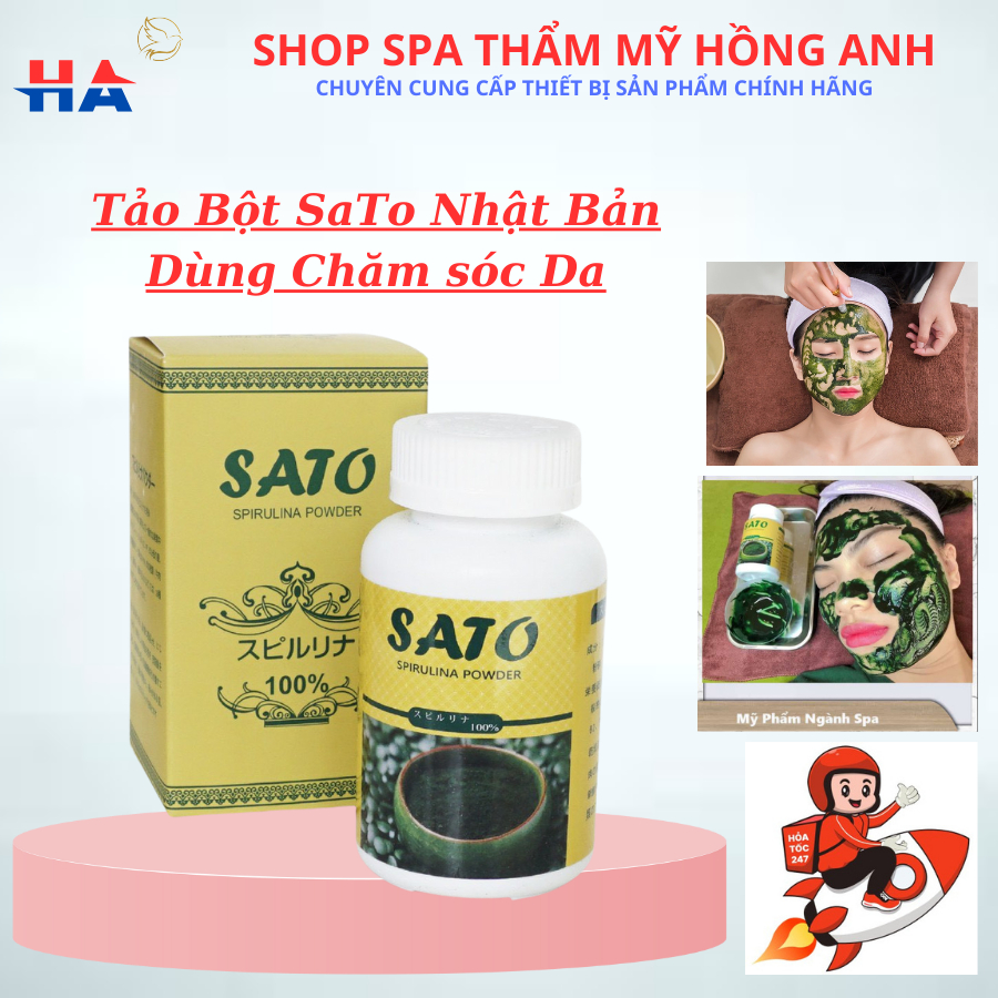 Tảo Bột SaTo Nhật Bản Tảo Dùng Cấy Nano - Trắng Da Đẹp Da - Mờ Thâm Nám Hộp 100g
