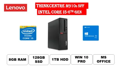 LENOVO ThinkCentre M910s Desktop Intel Core i5-6th gen 8GB DDR4 RAM, 128GB SSD(OS installed)+1TB HDD (Extra storage) ,Windows 10 pro,Ms office With Free WIFI Dongle , 1 Month Warranty(Refurbished)