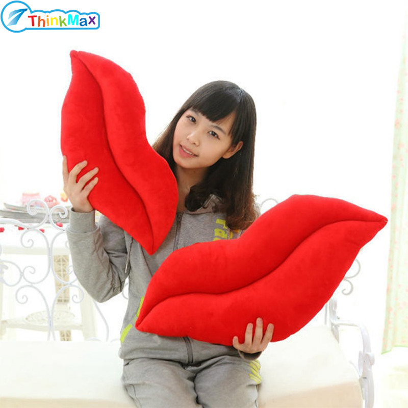 In Stock!!Soft Plush Lip Shaped Throw Pillow Cushion for Girlfriend Lover ราคา 37 บาท*ส่งฟรี