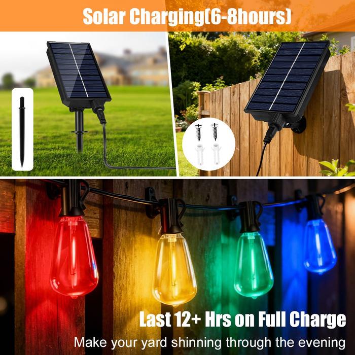 Innopower Lampu Meteor 10M 15 Lampu RGB – Hiasan Taman Lebaran Tenaga Surya (Warna-Warni)