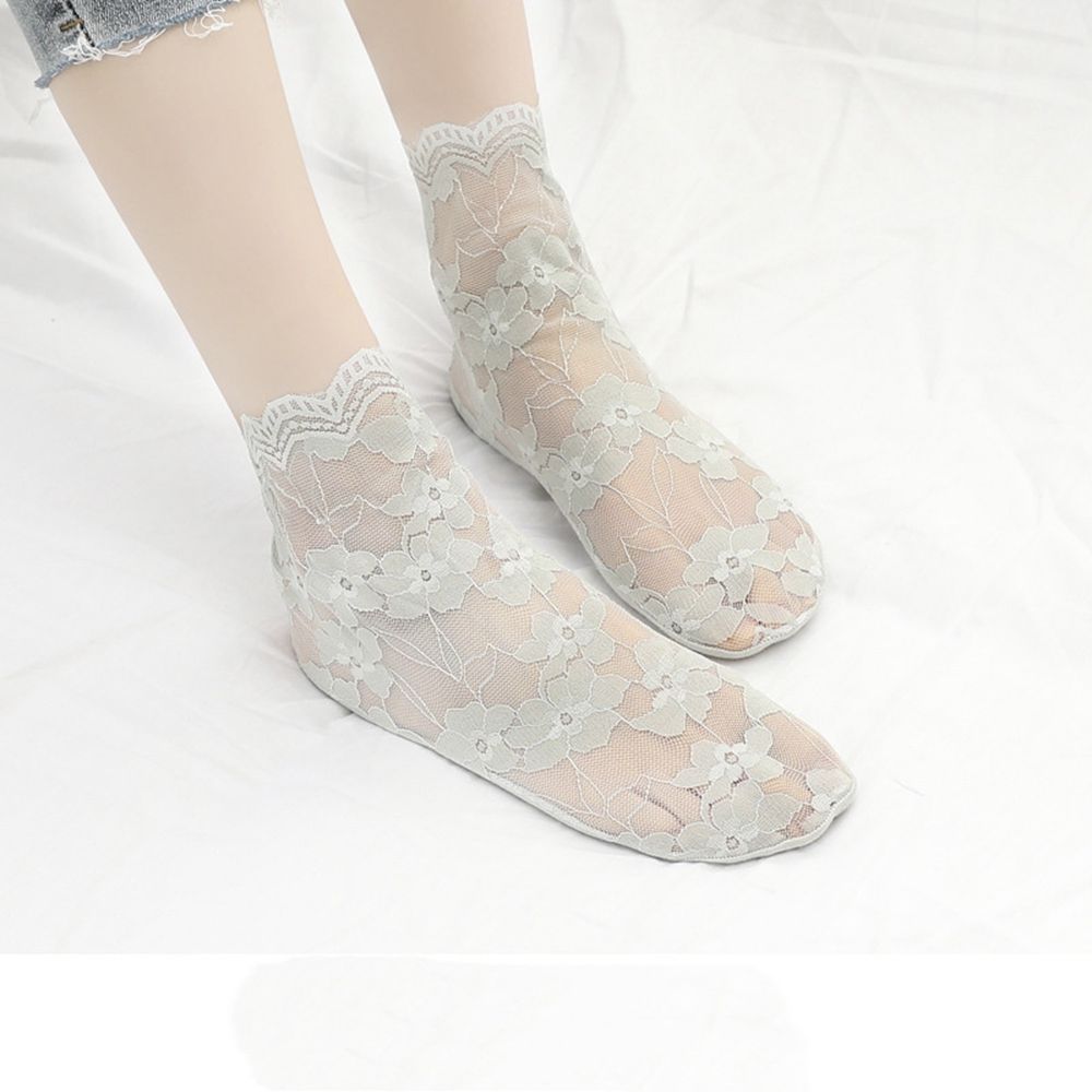 Jubeng Trong Suốt Thoáng Khí Hoa Mùa Hè Cô Gái Phụ Nữ Rỗng Vớ tất ren tất lưới Nữ Hàng dệt kim
