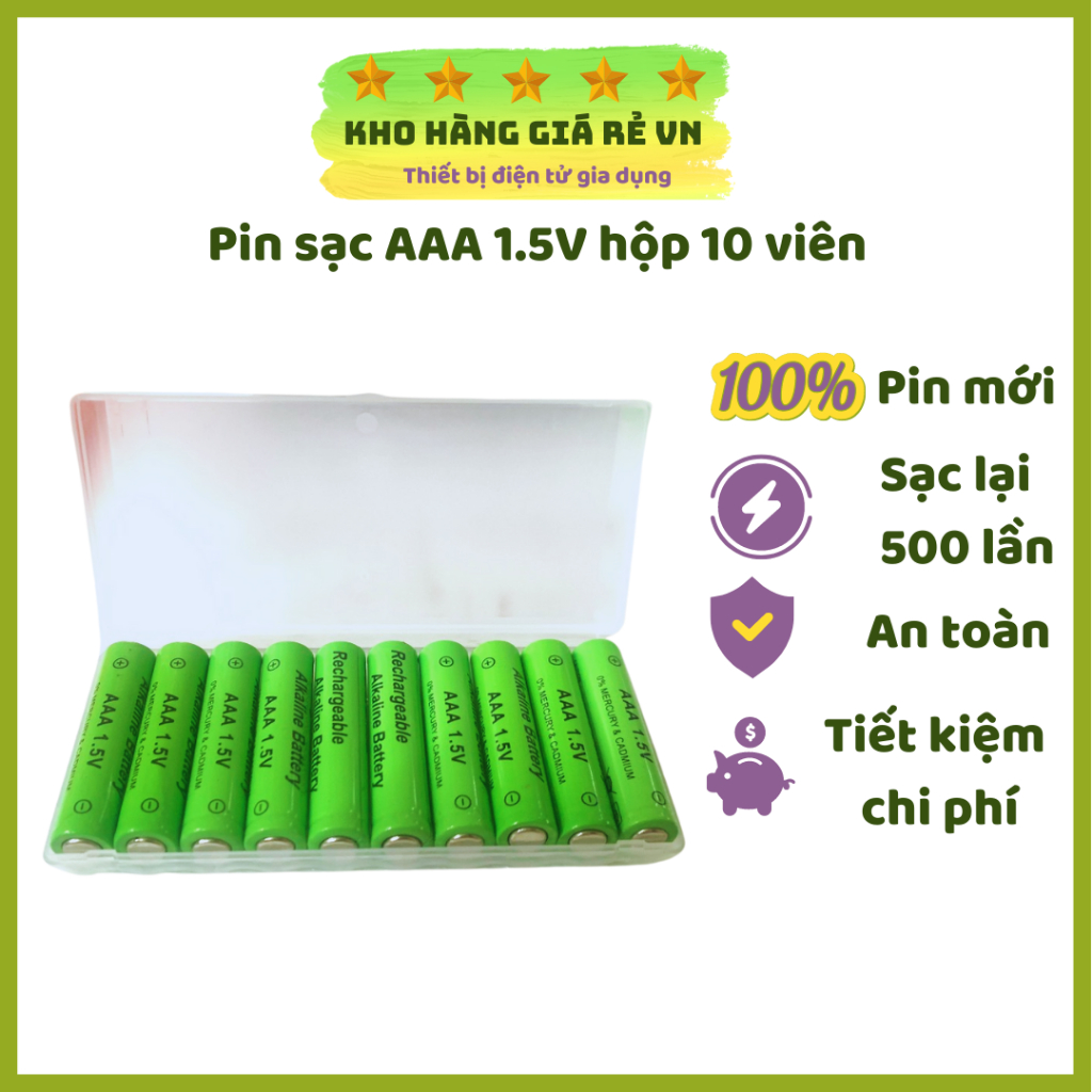 Hộp Pin Sạc AAA Pin Đũa 1,5v Sạc Lại Dùng Cho Radio Đồ Chơi, Đèn Pin, Đèn Led [ Kho Hàng Giá Rẻ VN ]