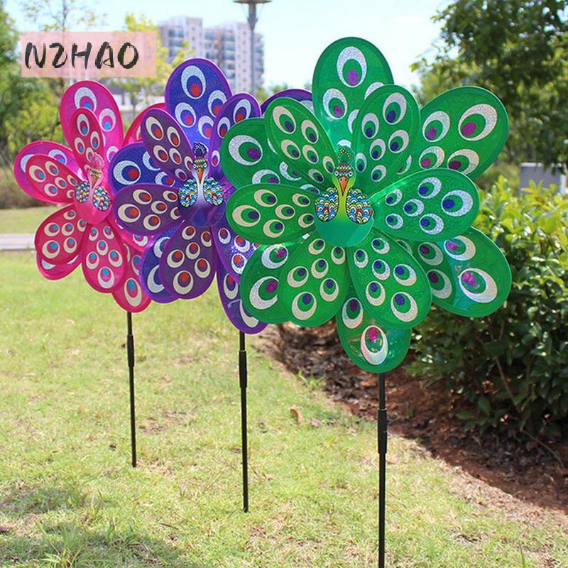 XUNYU4 Double Layer นกยูงเลเซอร์เลื่อมกังหันลมสีสันสดใส SPINNER Home Decor ราคา 69 บาท*ส่งฟรี