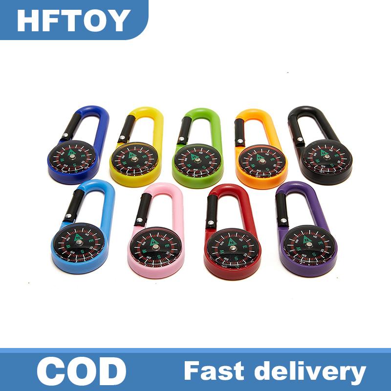 HFTOY Mini Trọng lượng nhẹ la bàn, xách tay Carabiner Keychain la bàn, ngoài trời cắm trại công cụ, Leo Núi Du lịch Survival thiết bị