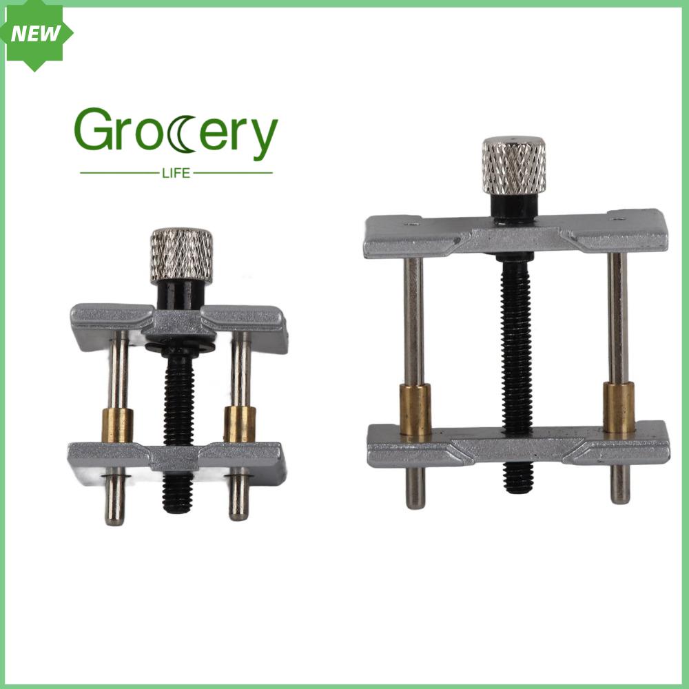 GROCERY LIFE 2Pcs Thép rắn chắc Giá đỡ bộ máy đồng hồ Đế cố định hợp  Thiết kế có thể đảo ngược Kẹp hộp Đa chức năng Công cụ điều chỉnh Dụng cụ thợ đồng hồ Sửa chữa đồng hồ
