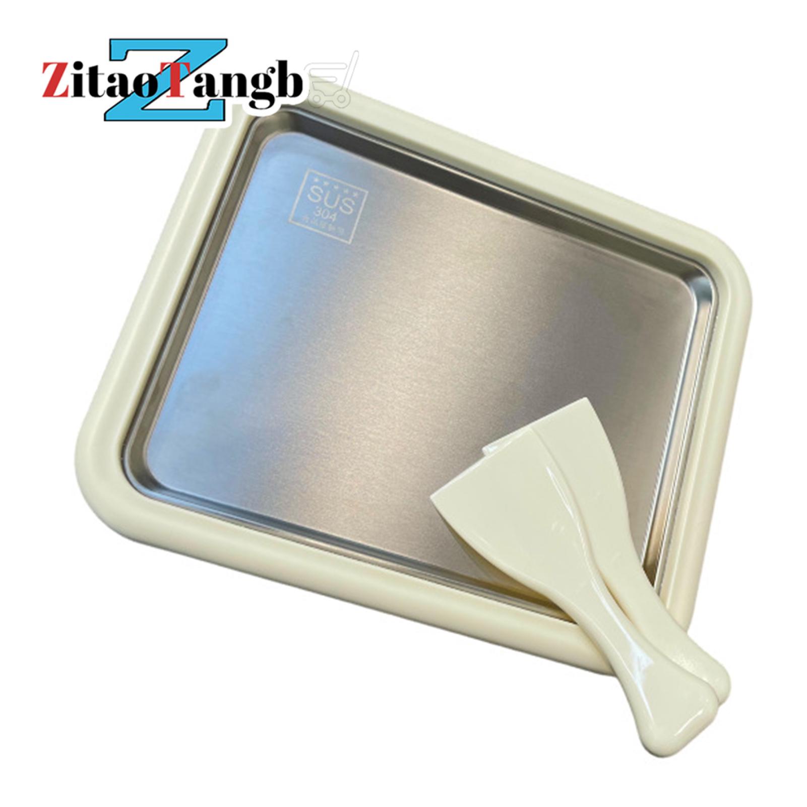 Zitaotangb®Chiên Máy làm sữa chua Gia Đình Vui Vẻ Máy làm kem Thép không gỉ làm tay Ice Cream Roll Maker Đối Với Trang Chủ Sử Dụng-Tự Làm Sữa Chua Tráng Miệng Kit Với Dụng cụ nạo Dễ Dàng kem tự làm Cuộn Cho Nhà Bếp