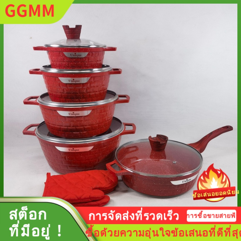 LZD ชุดกระทะอลูมิเนียมไม่ติดกระทะทอดหม้อซุปอิฐก้อนเล็ก 12 ชุดหม้อหล่อหินอ่อนอิฐ ราคา 2,525 บาท*ส่งฟรี